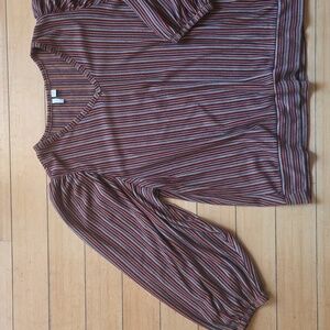• C Est 1946 • Multicolor Striped V-Neck Blouse